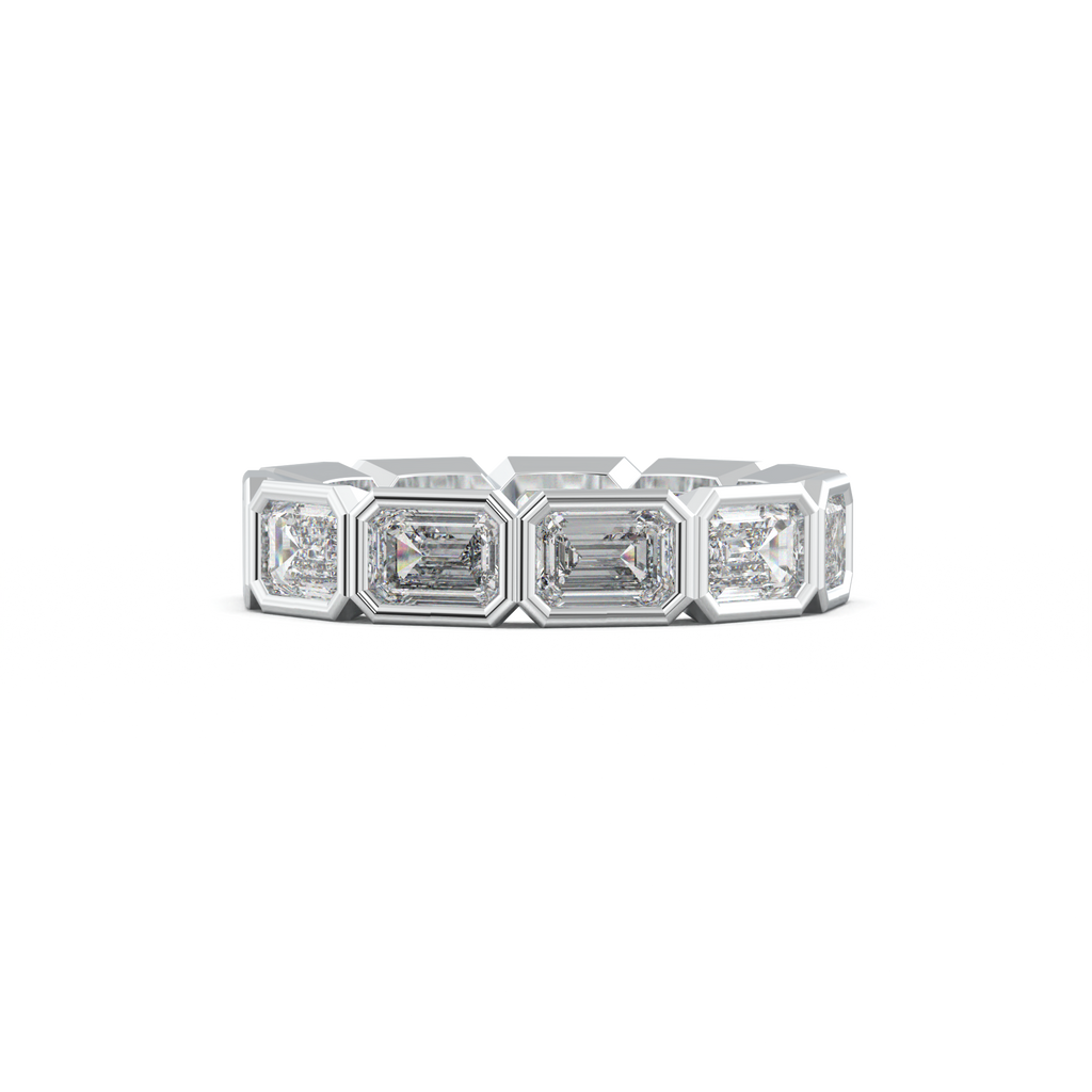 Emerald-Cut Bezel-Style Eternity Wedding Band