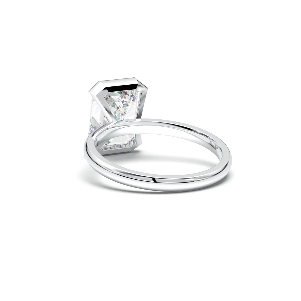 Emerald Cut Half-Bezel Engagement Ring