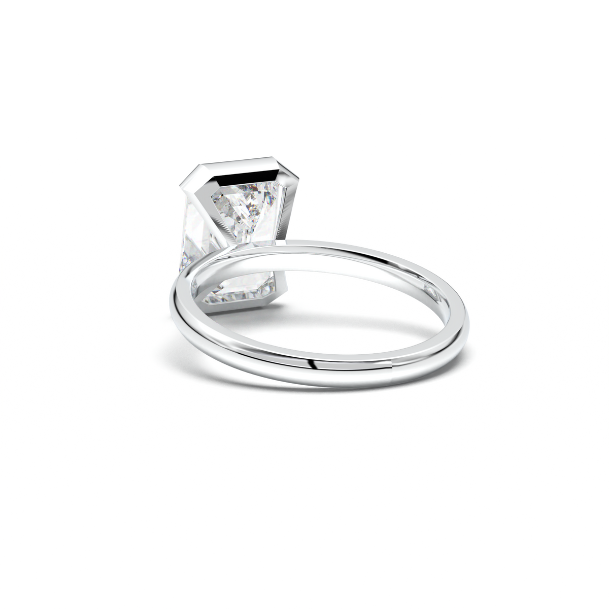 Emerald Cut Half-Bezel Engagement Ring