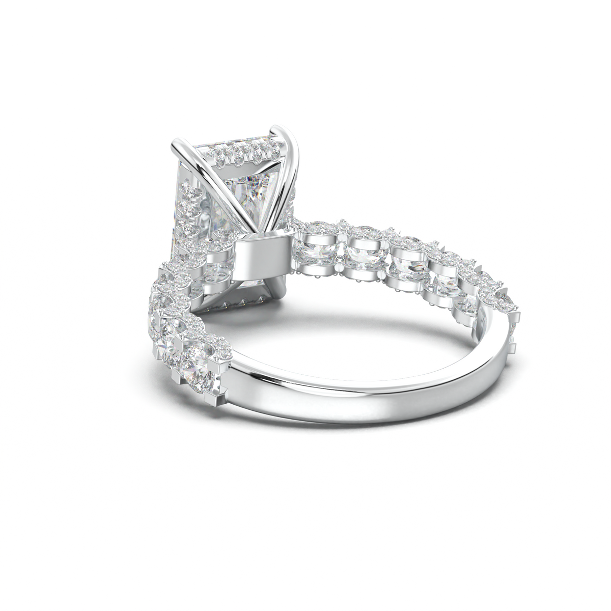 Radiant Diamond Band Engagement Ring