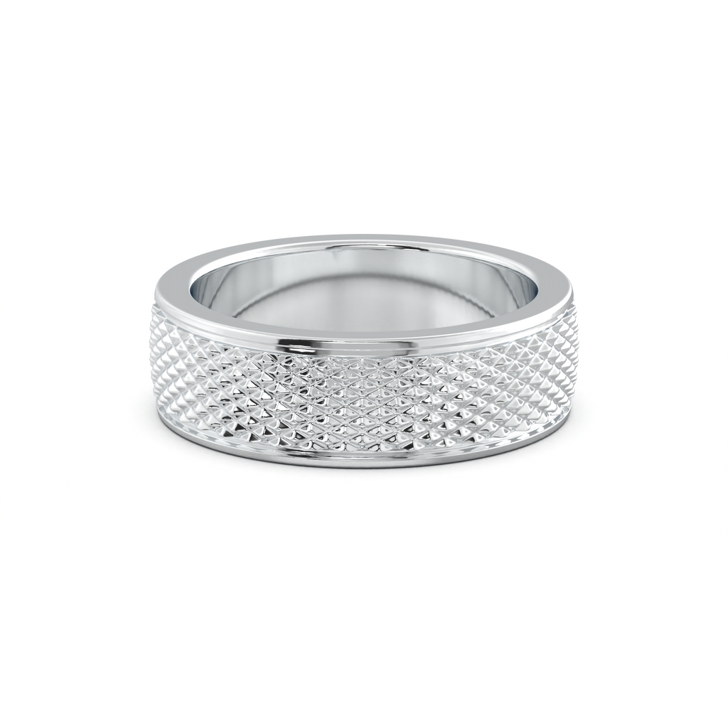 Diamond-Cut Textured Men's Wedding Band