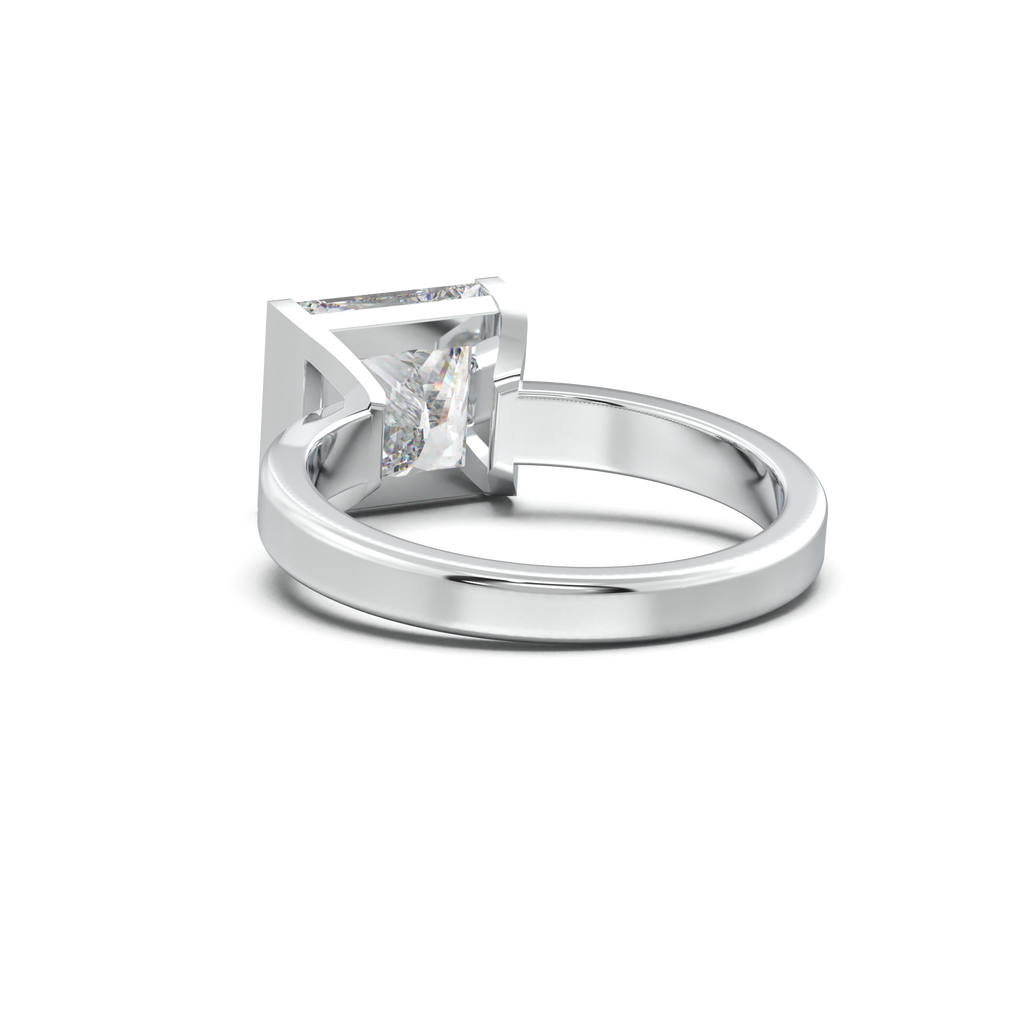 Princess Half-Bezel Engagement Ring