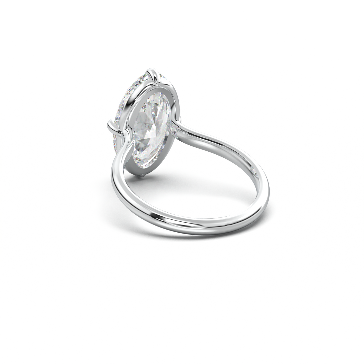 Elongated Moval Solitaire Engagement Ring