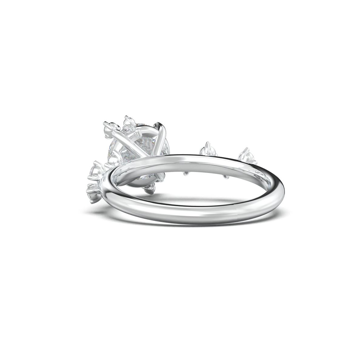 Round Botanical Accent Engagement Ring