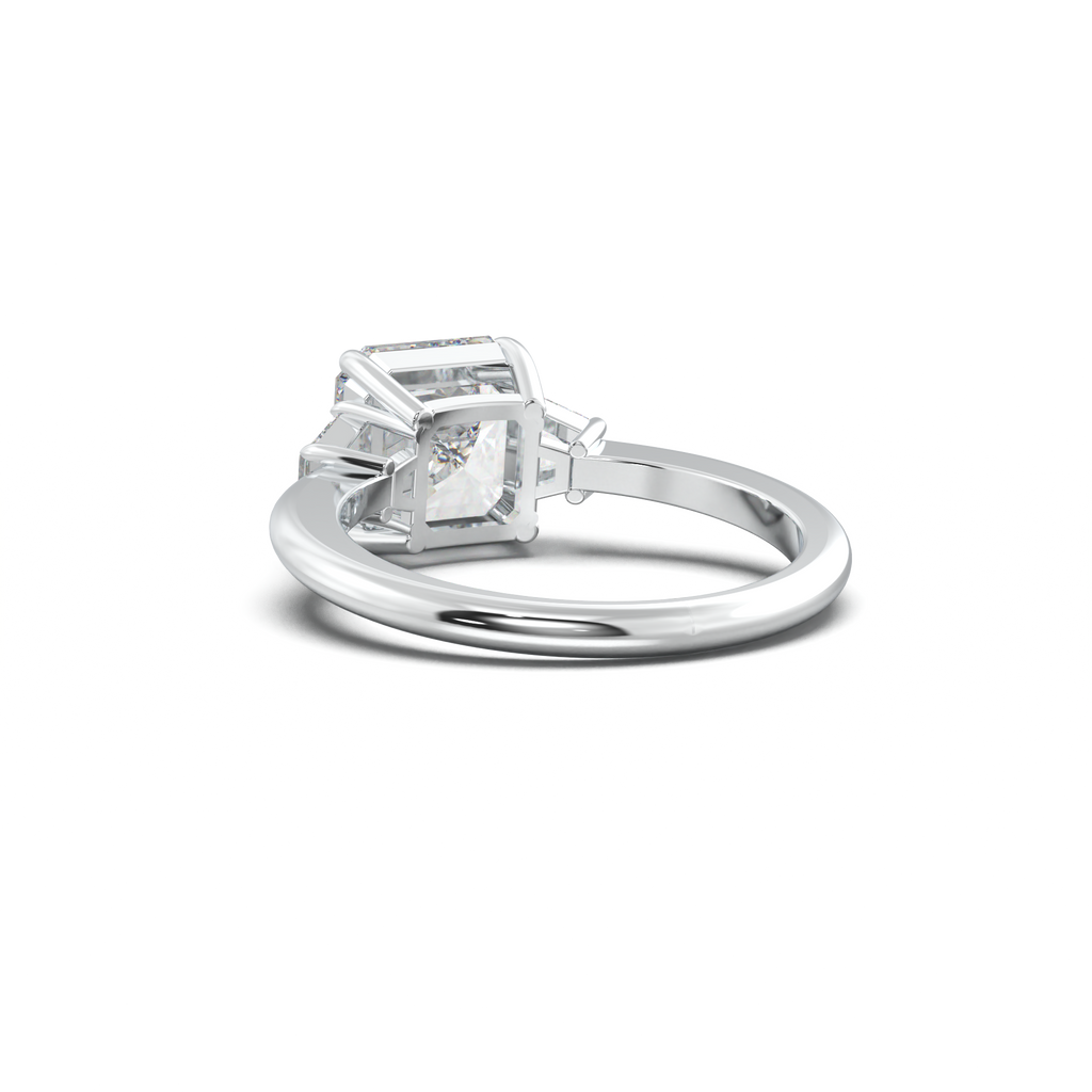 Asscher Baguette Three-Stone Engagement Ring