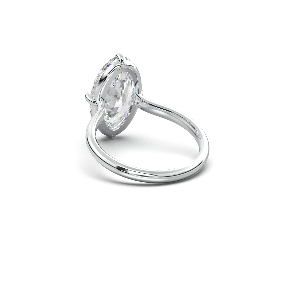 Elongated Moval Solitaire Engagement Ring