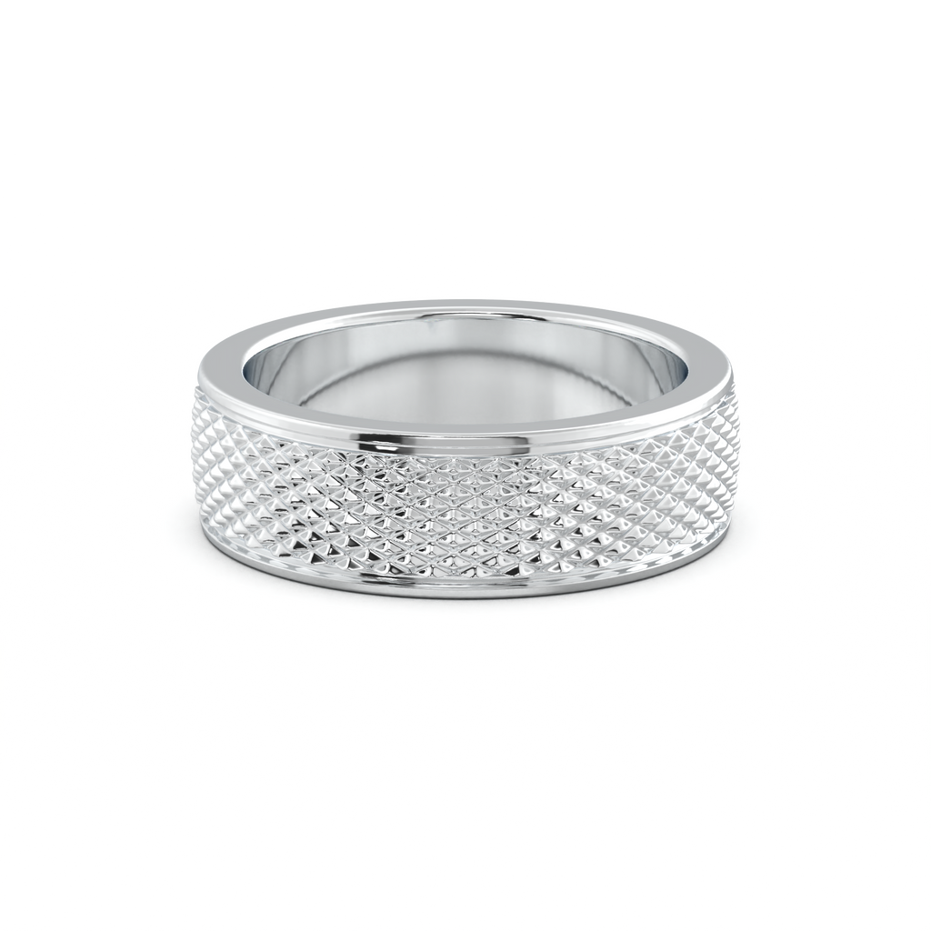 Diamond-Cut Textured Men's Wedding Band