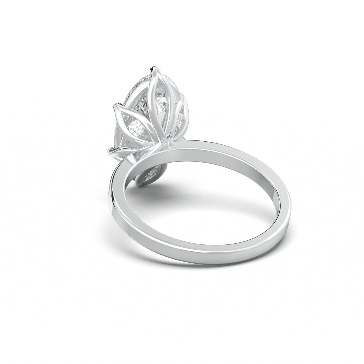 Oval Diamond-Accent Gallery Engagement Ring