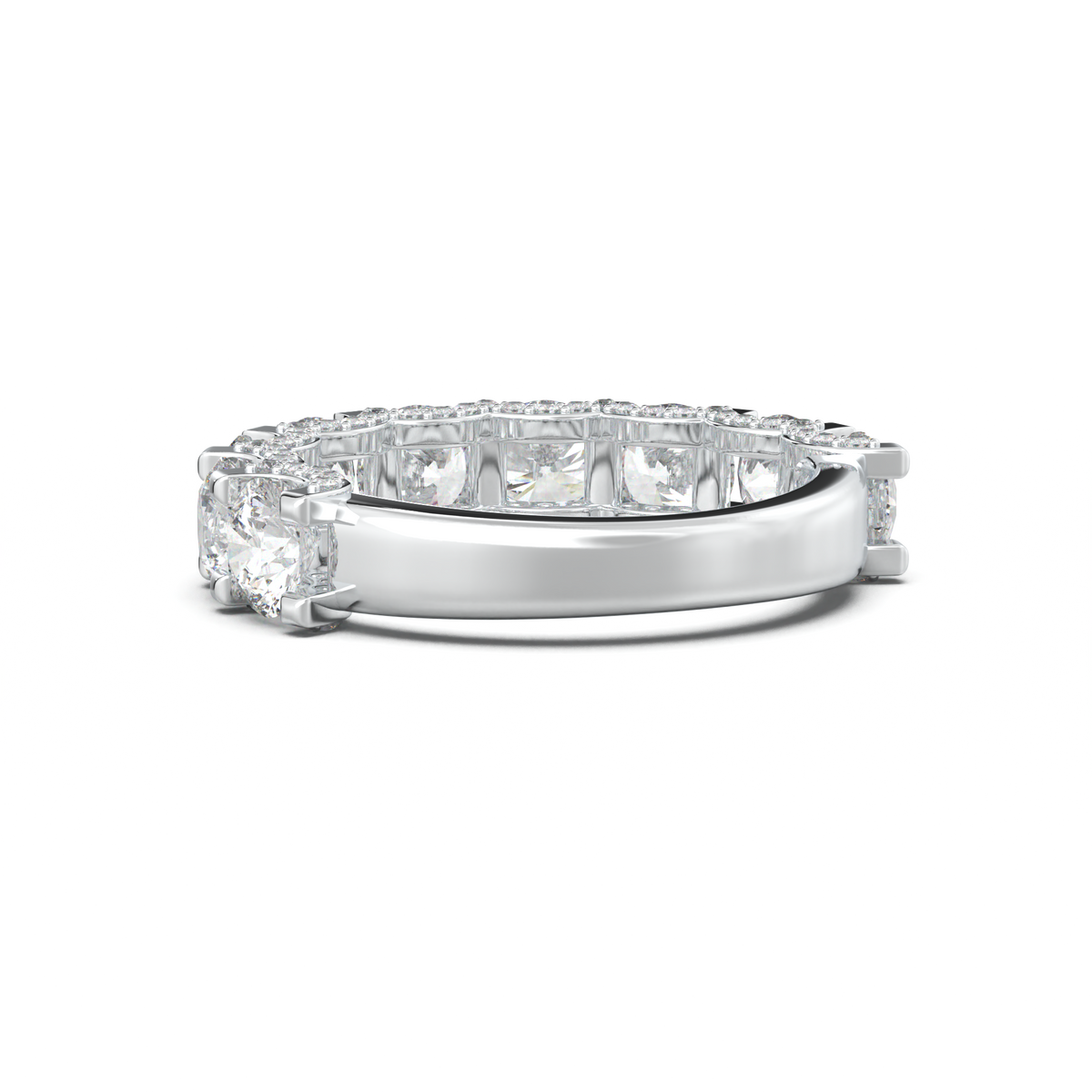 Round Diamond Pavé-Edge Wedding Band