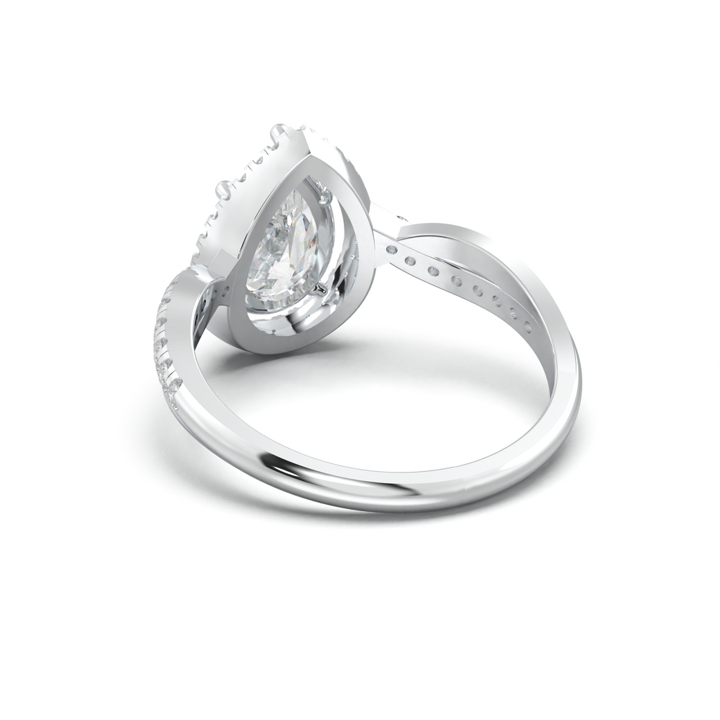 Pear Halo Twisted Pavé Engagement Ring