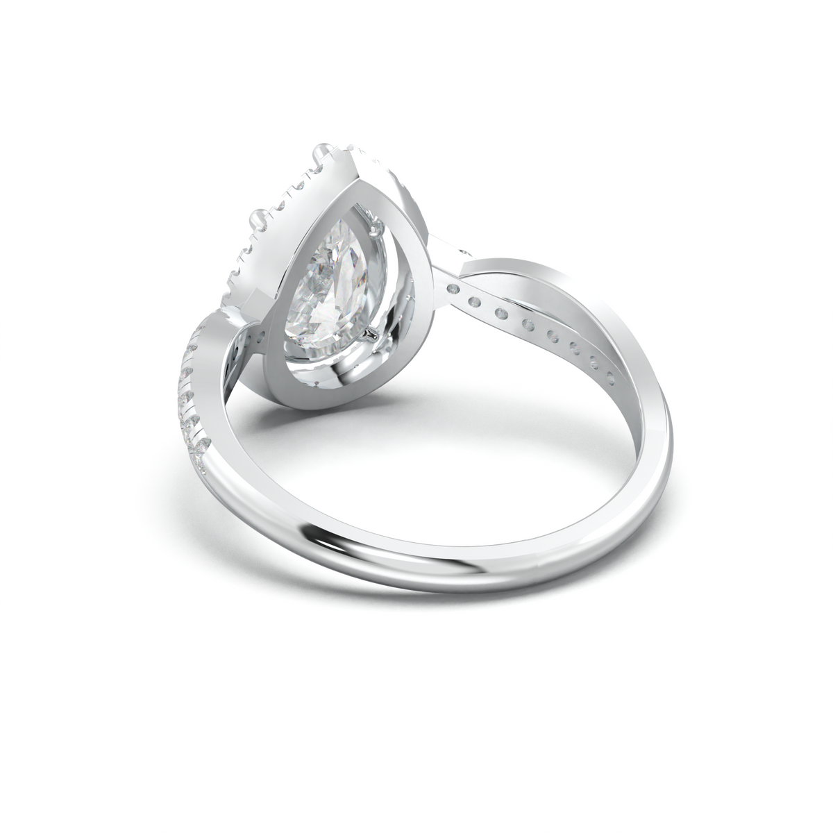 Pear Halo Twisted Pavé Engagement Ring
