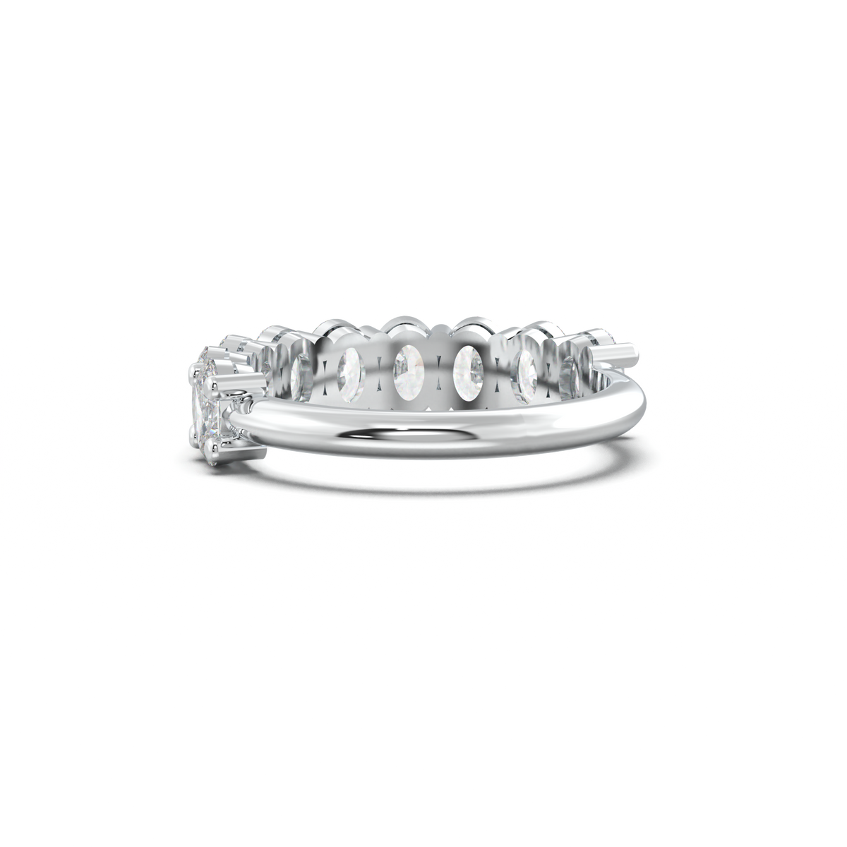 Nine-Oval Half-Eternity Wedding Band