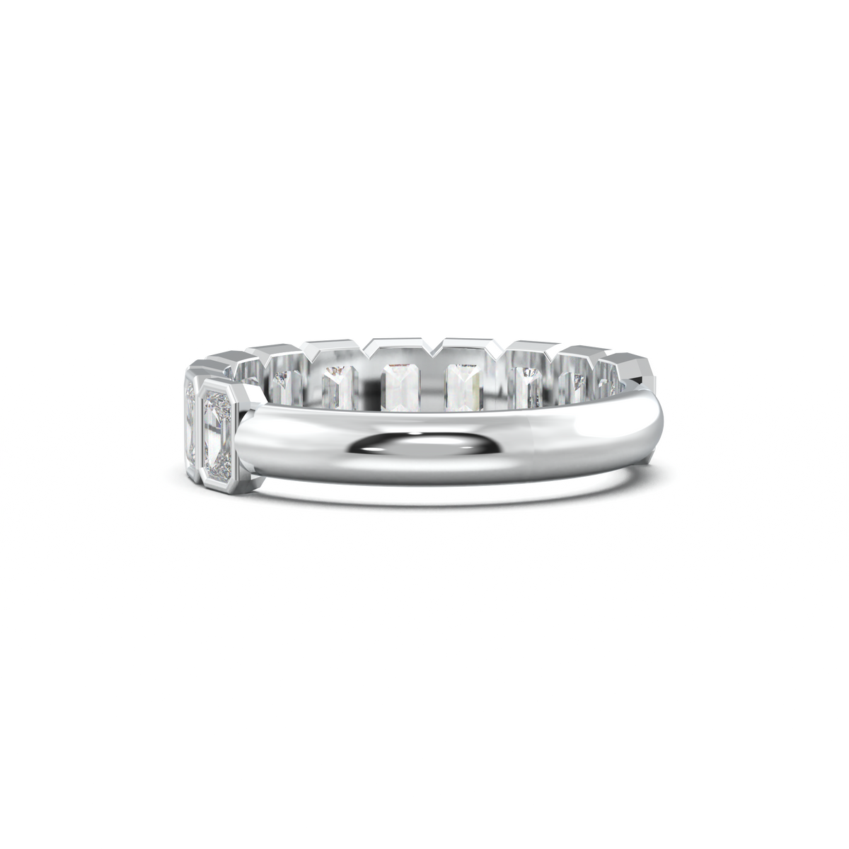 Emerald Bezel Half-Eternity Wedding Band