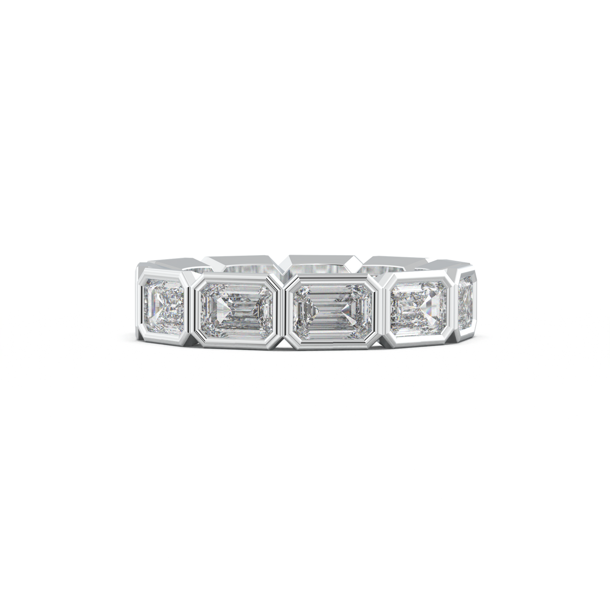 Emerald-Cut Bezel-Style Eternity Wedding Band