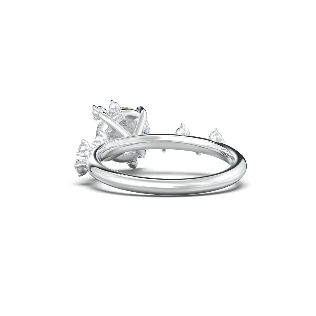 Round Botanical Accent Engagement Ring