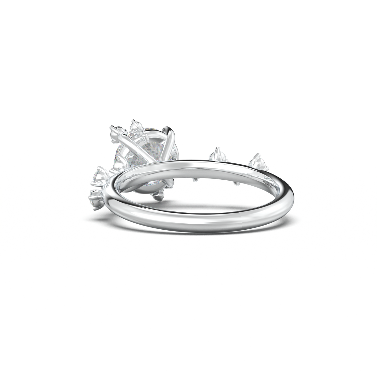 Round Botanical Accent Engagement Ring