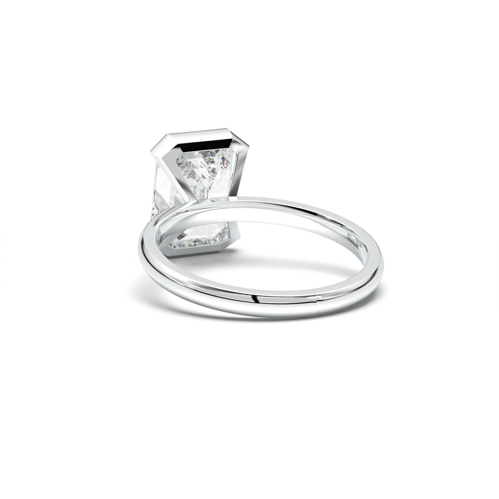 Emerald Cut Half-Bezel Engagement Ring