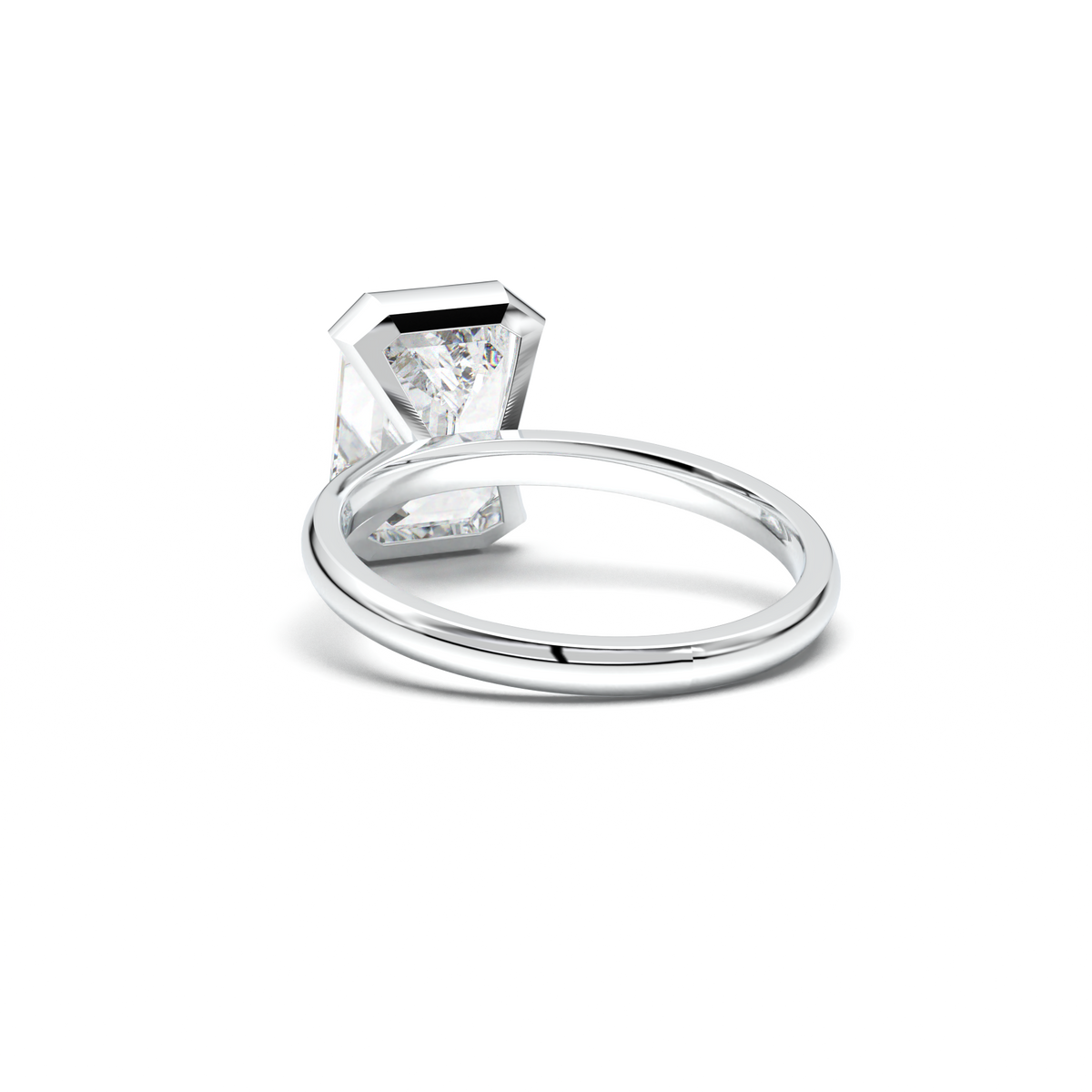 Emerald Cut Half-Bezel Engagement Ring