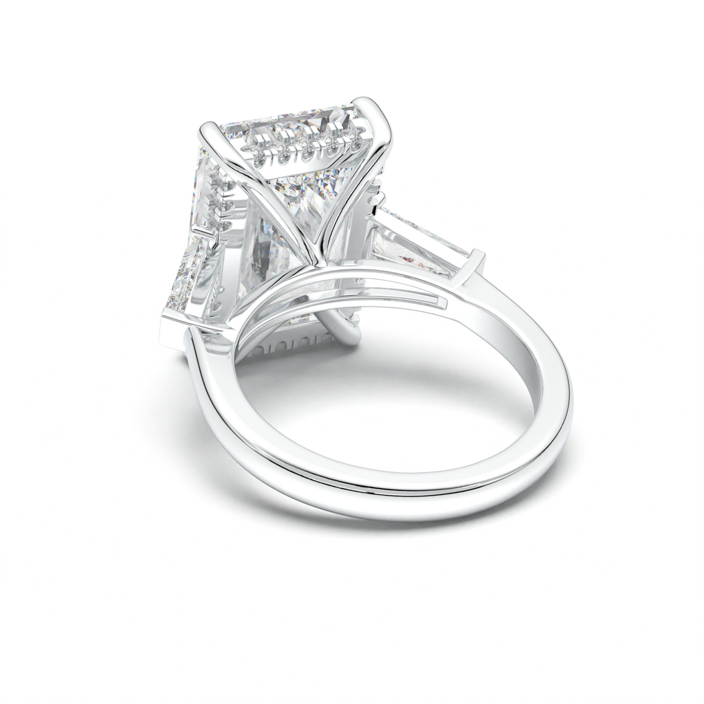 Radiant Baguette Hidden Halo Engagement Ring