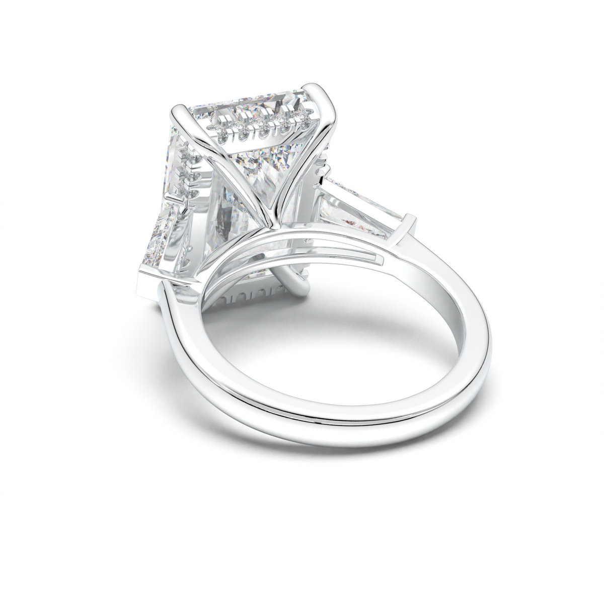 Radiant Baguette Hidden Halo Engagement Ring