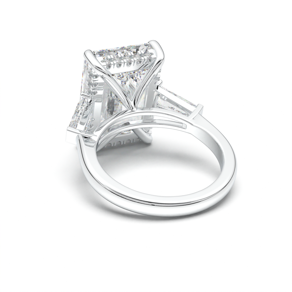 Radiant Baguette Hidden Halo Engagement Ring