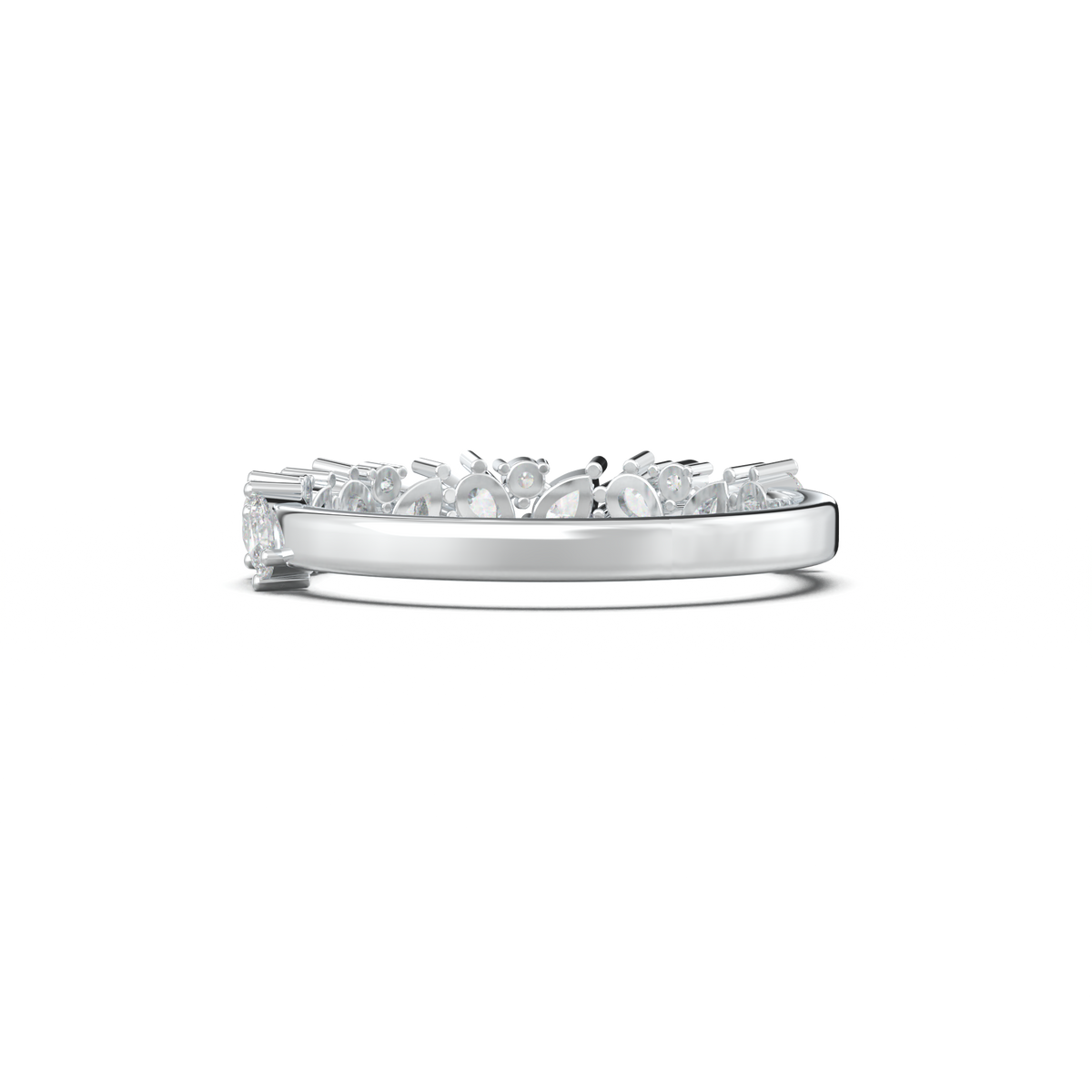 Alternating Pear & Round Half-Eternity Wedding Band