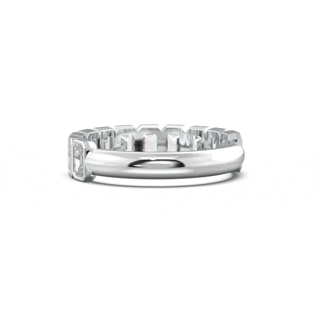 Emerald Bezel Half-Eternity Wedding Band