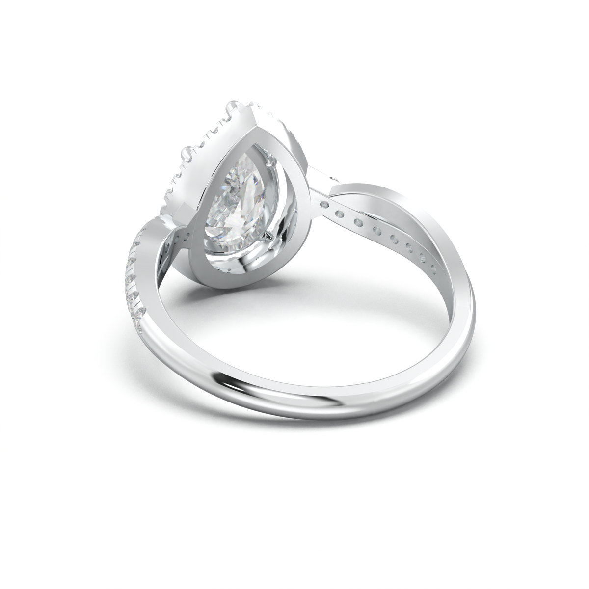 Pear Halo Twisted Pavé Engagement Ring