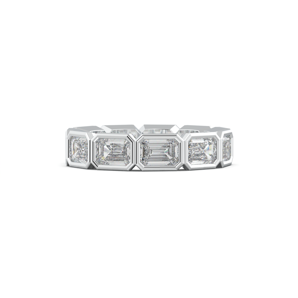 Emerald-Cut Bezel-Style Eternity Wedding Band