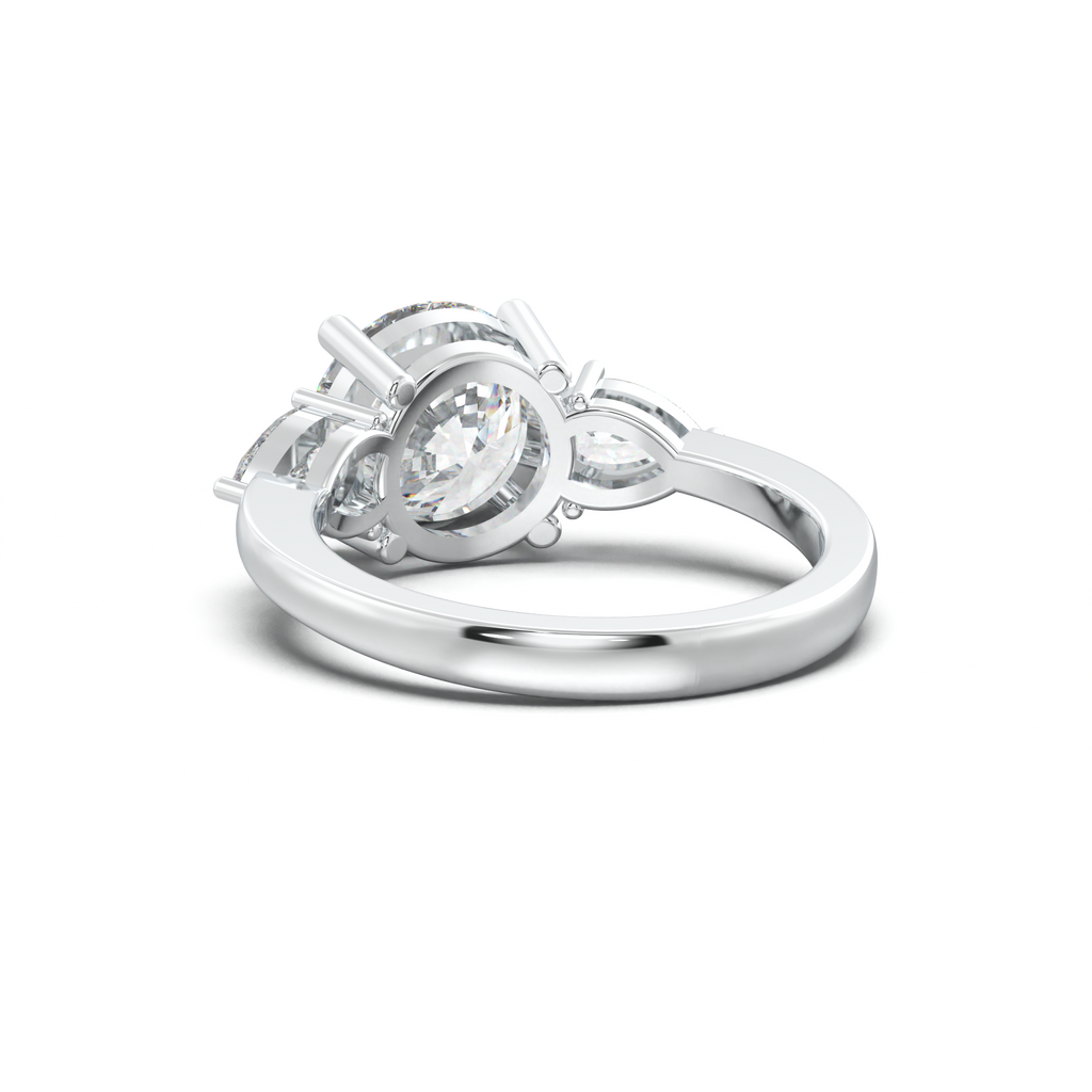 Round Pear Three-Stone Engagement Ring