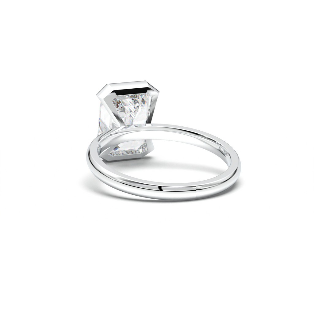 Emerald Cut Half-Bezel Engagement Ring