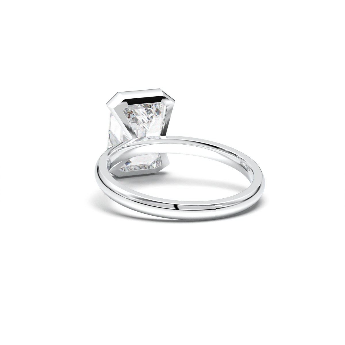 Emerald Cut Half-Bezel Engagement Ring