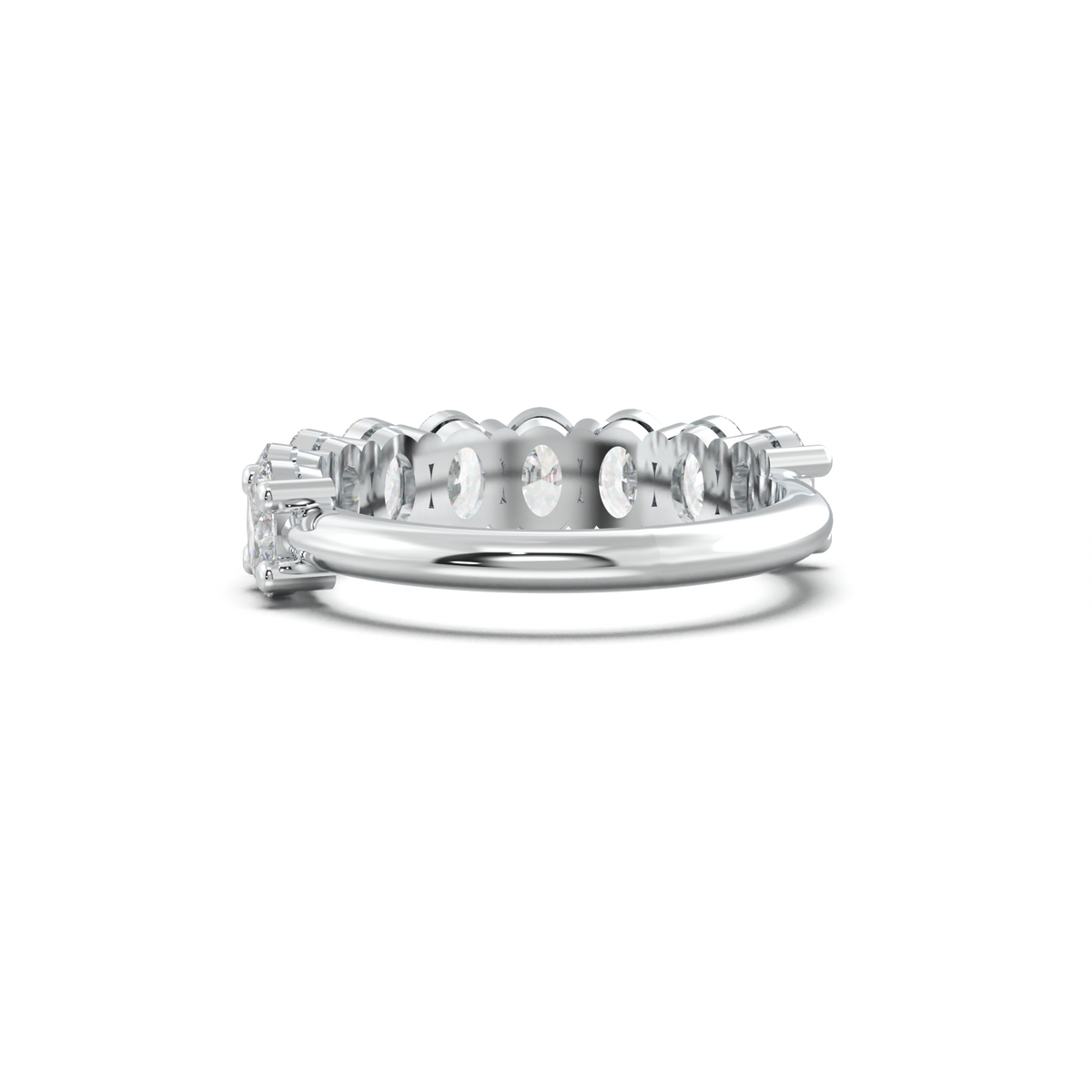 Nine-Oval Half-Eternity Wedding Band
