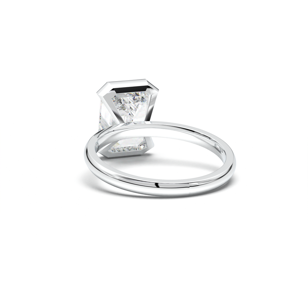 Emerald Cut Half-Bezel Engagement Ring