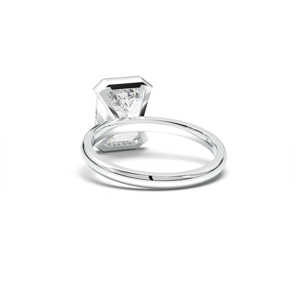 Emerald Cut Half-Bezel Engagement Ring