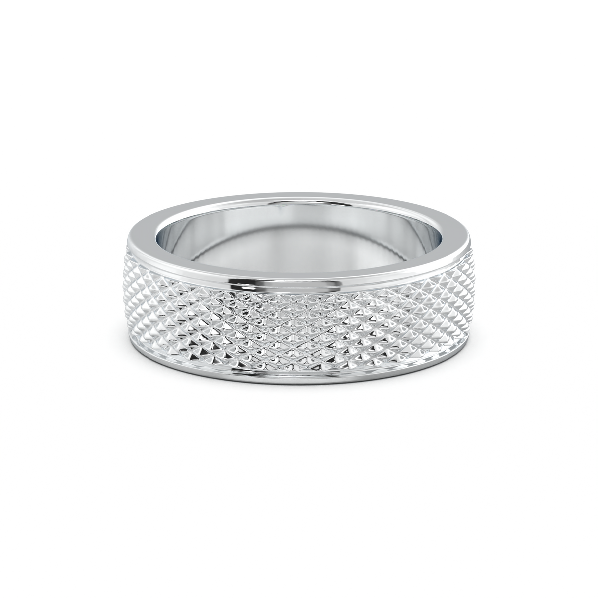 Diamond-Cut Textured Men's Wedding Band