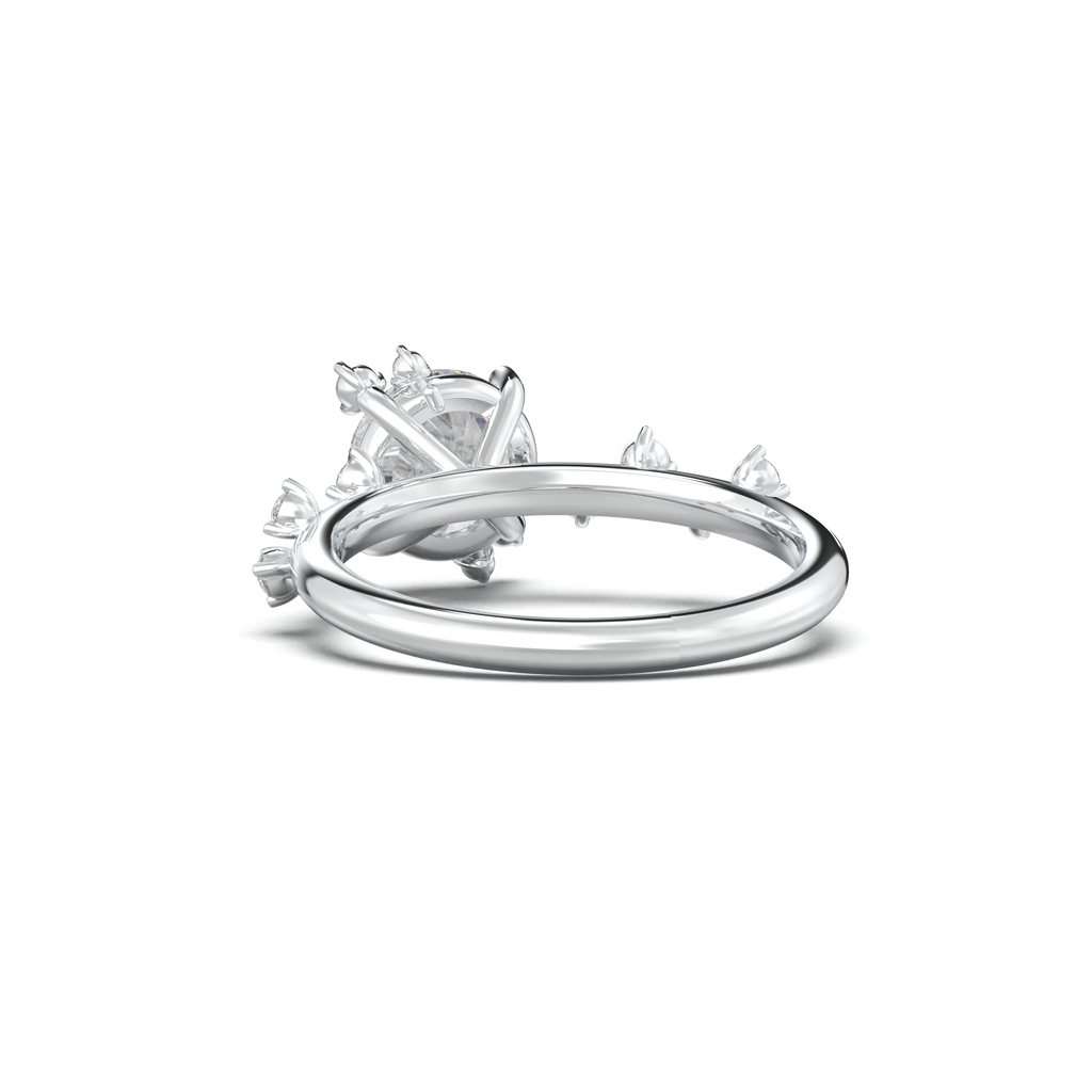 Round Botanical Accent Engagement Ring