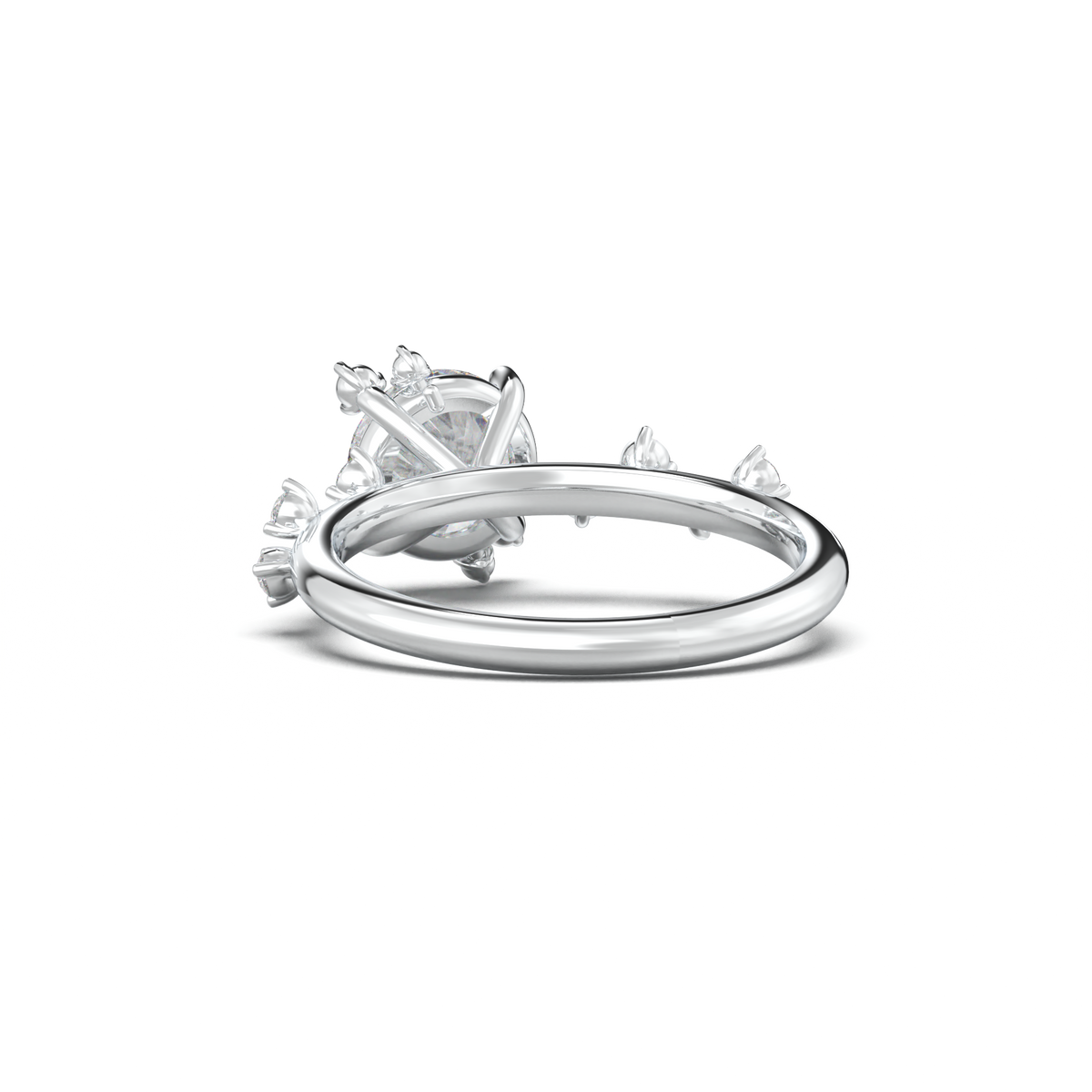 Round Botanical Accent Engagement Ring
