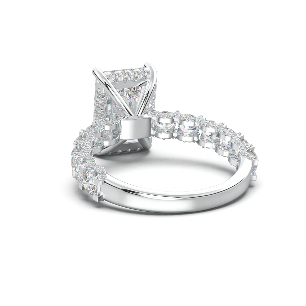 Radiant Diamond Band Engagement Ring