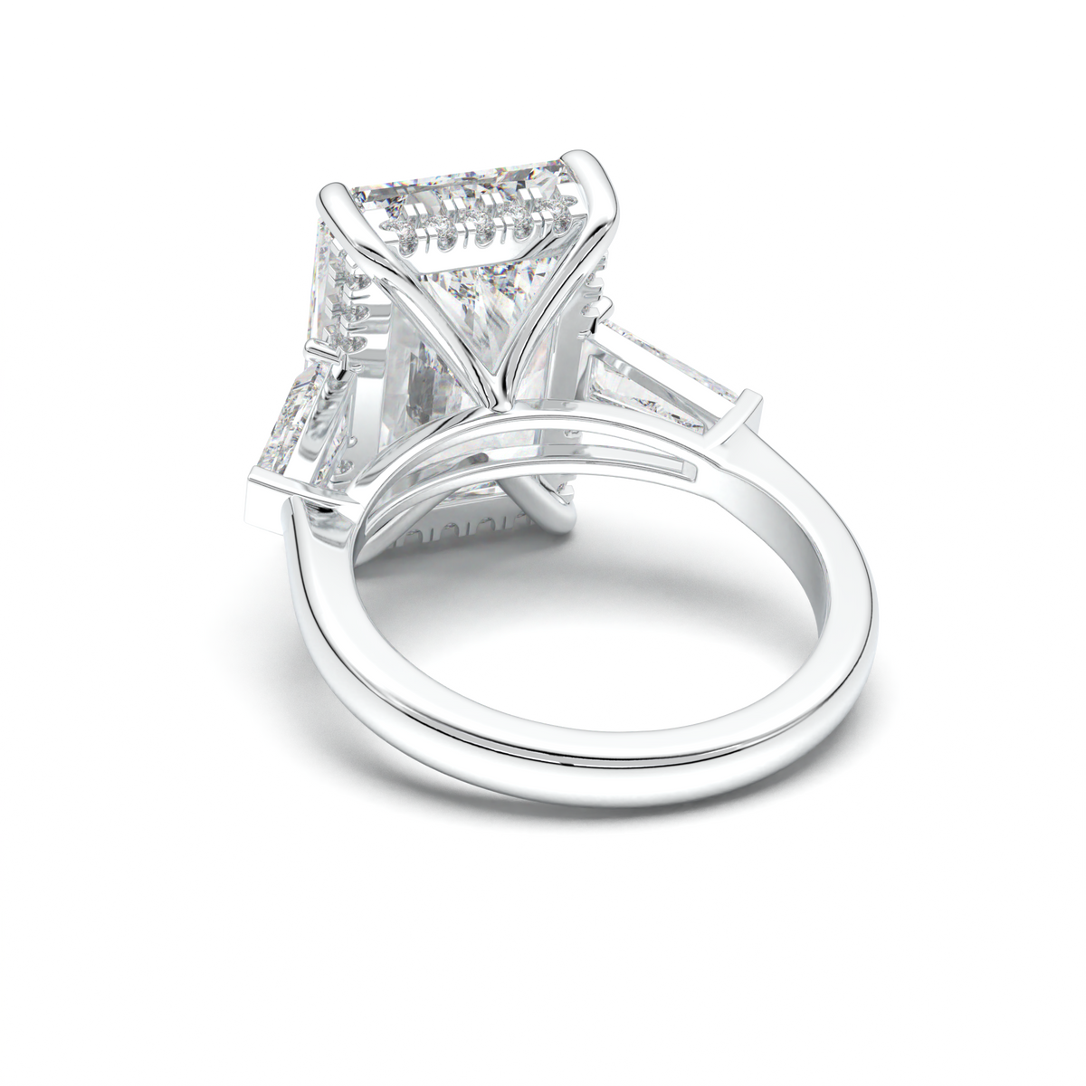 Radiant Baguette Hidden Halo Engagement Ring