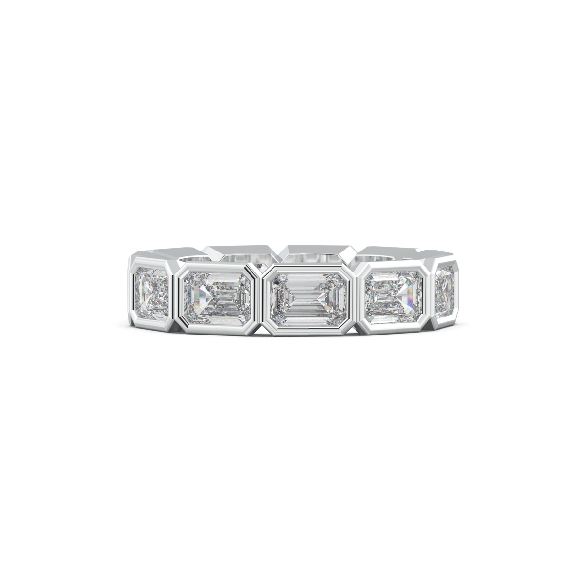 Emerald-Cut Bezel-Style Eternity Wedding Band