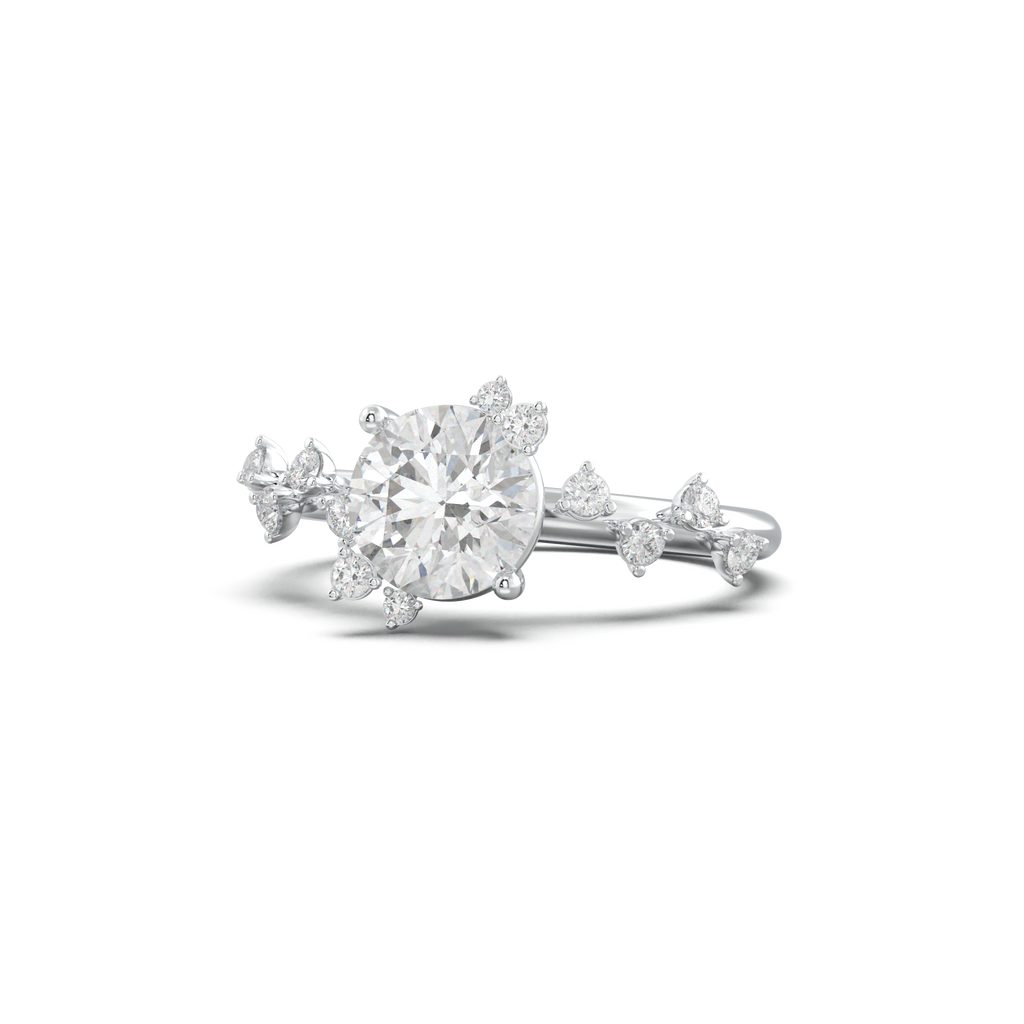 Round Botanical Accent Engagement Ring
