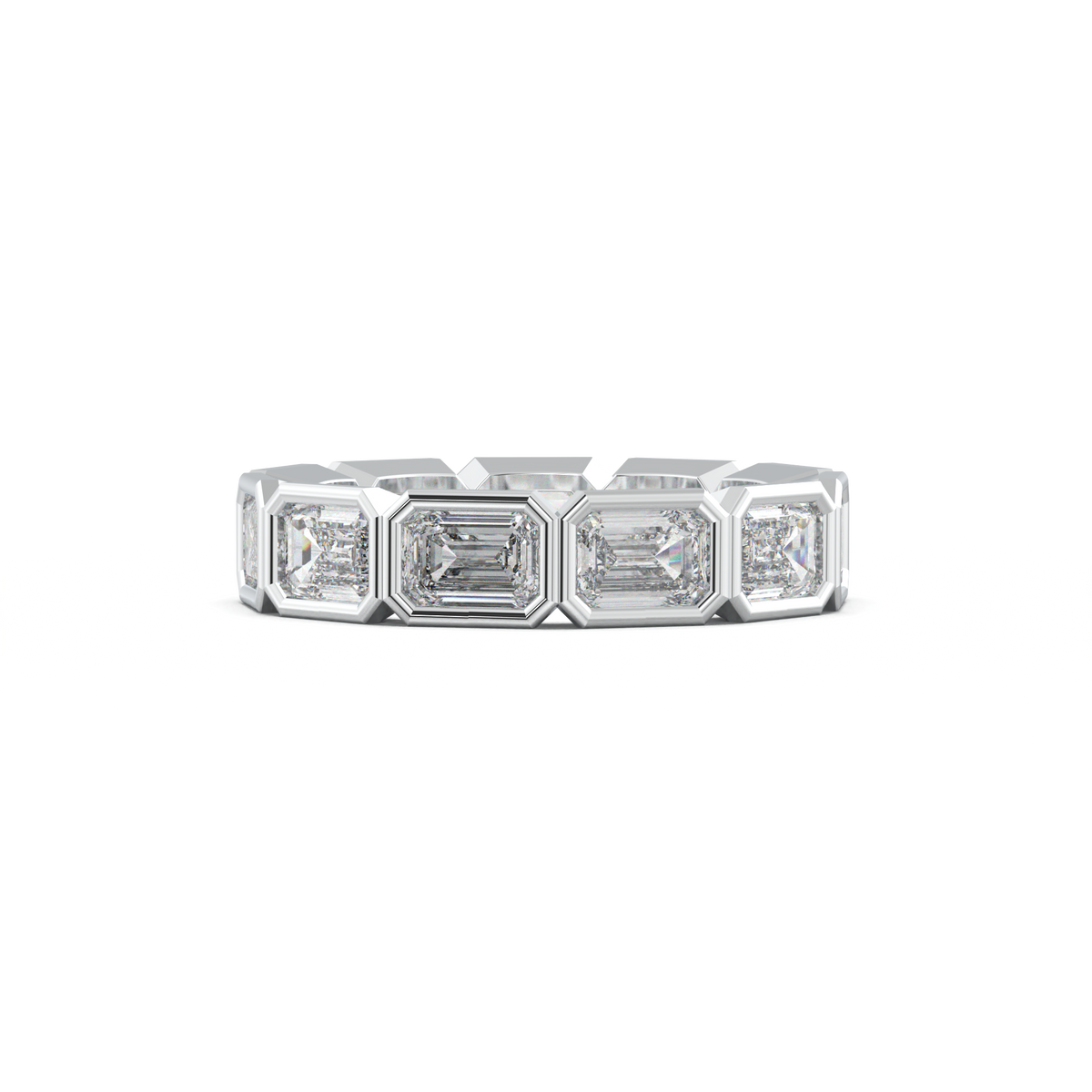 Emerald-Cut Bezel-Style Eternity Wedding Band