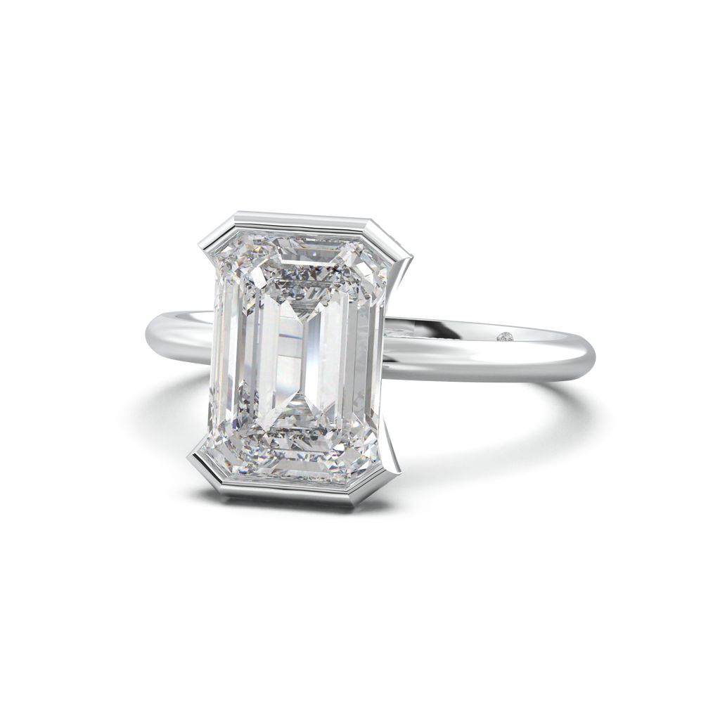 Emerald Hidden Halo Engagement Ring