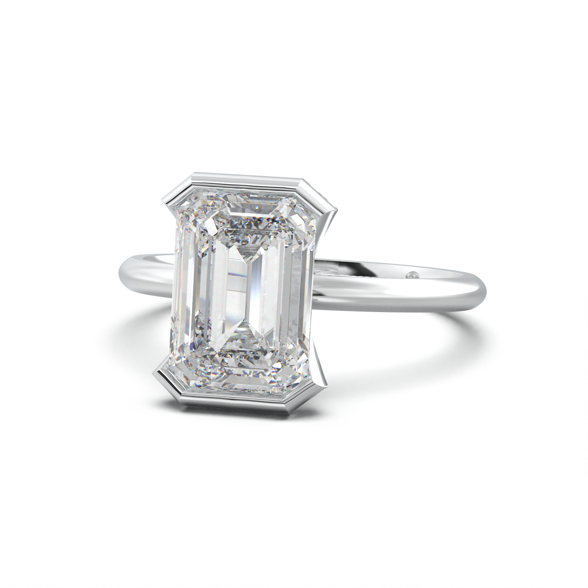 Emerald Hidden Halo Engagement Ring