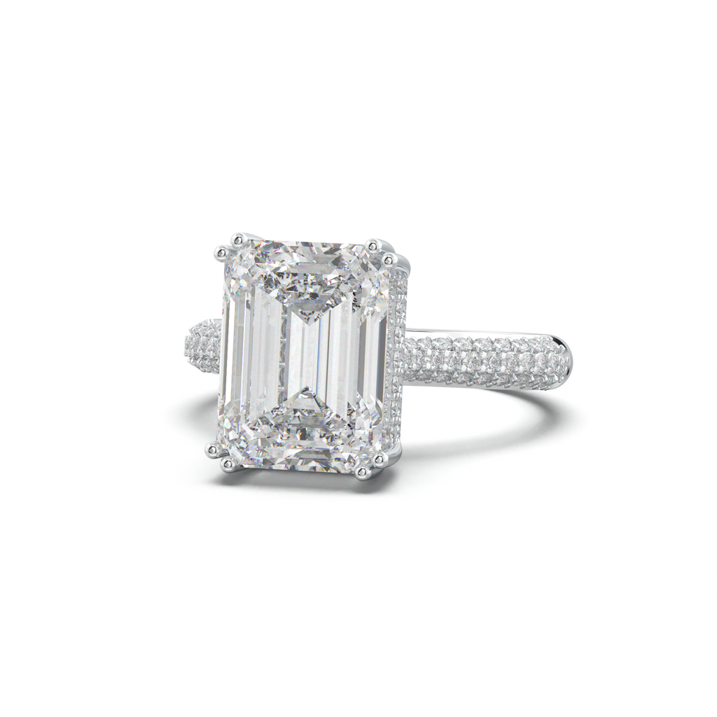 Emerald Double Pavé Engagement Ring