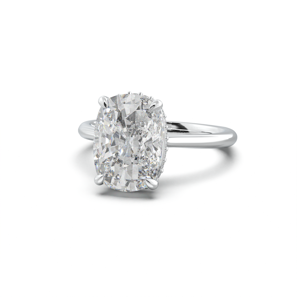 Cushion Hidden Halo Engagement Ring
