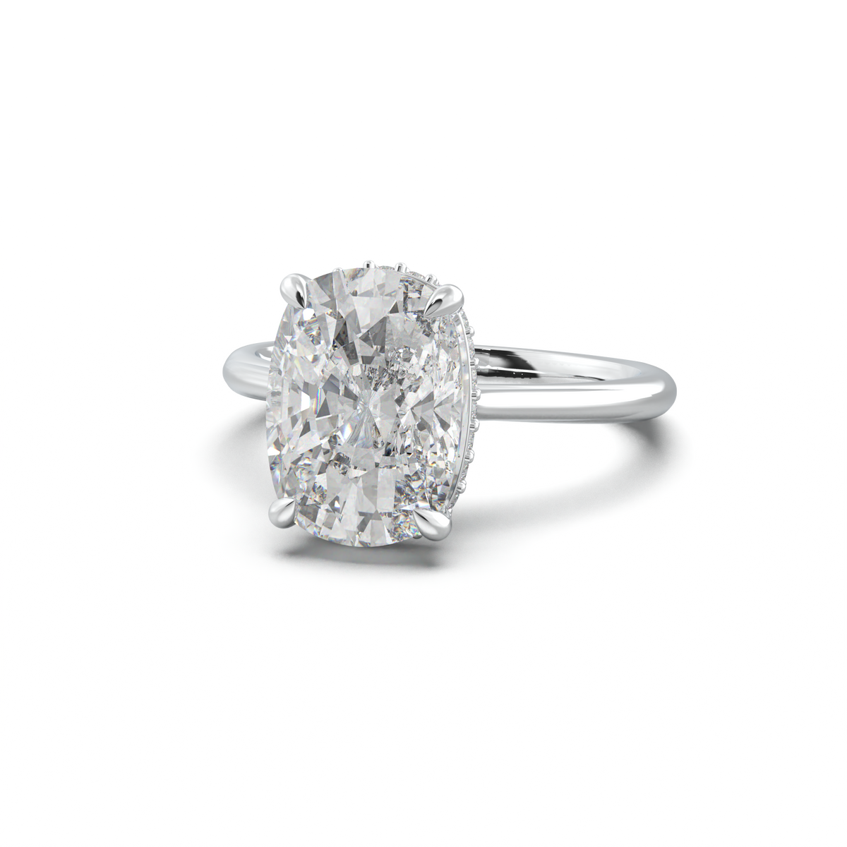 Cushion Hidden Halo Engagement Ring