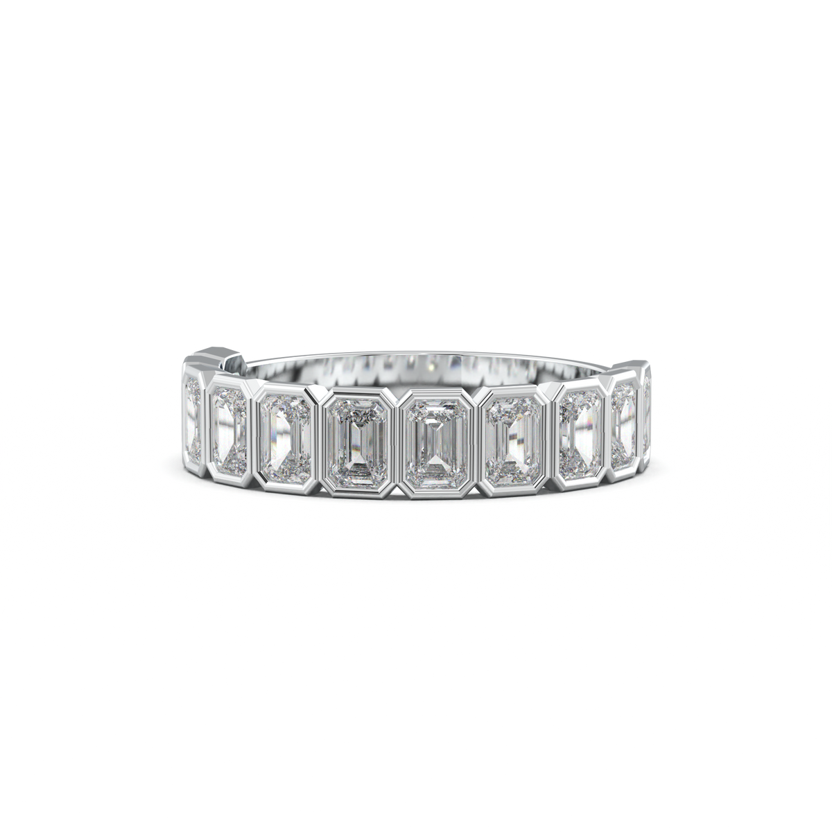 Emerald Bezel Half-Eternity Wedding Band