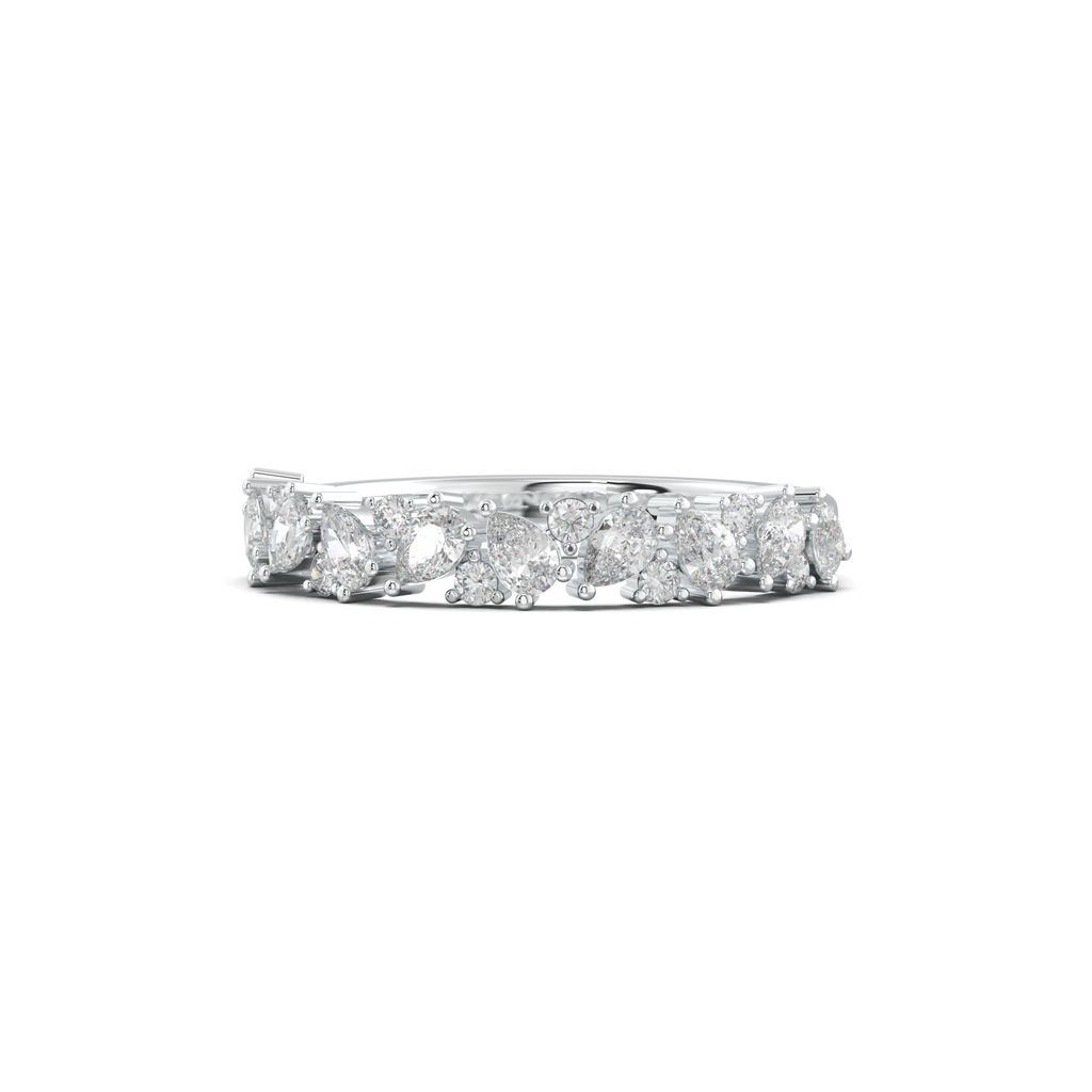 Alternating Pear & Round Half-Eternity Wedding Band
